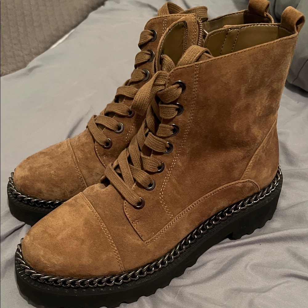 Vince Camuto Brown Suede Combat Boots